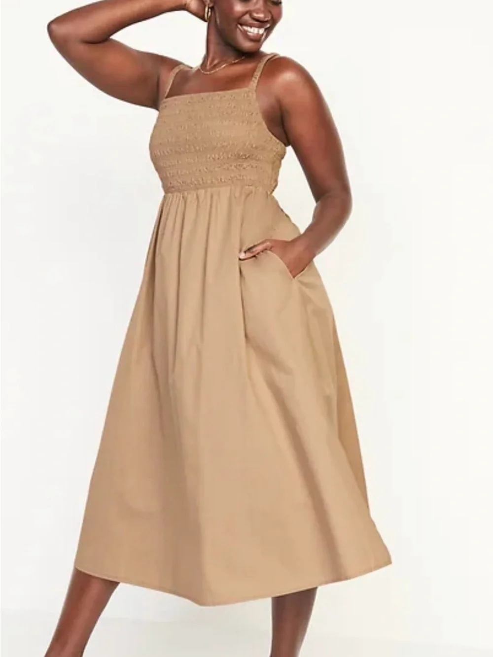 old navy beige dress Old Navy | Dresses | Old Navy Beige Smocked Bodice Midi Dress S